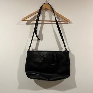 Madewell Transport Leather Zip Top Tote Black Crossbody